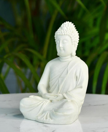 Sowpeace White Resin Buddha — alternate view