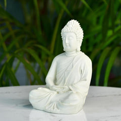 Sowpeace White Resin Buddha - Additional View