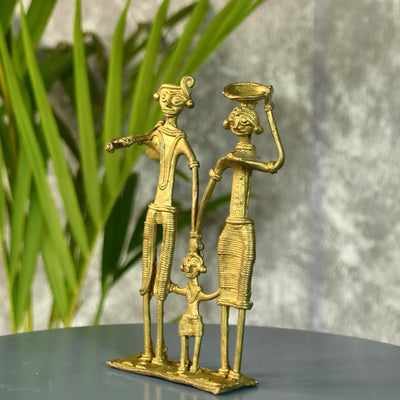 Dokra Family T1: Handcrafted Brass Tabletop Decor Masterpiece