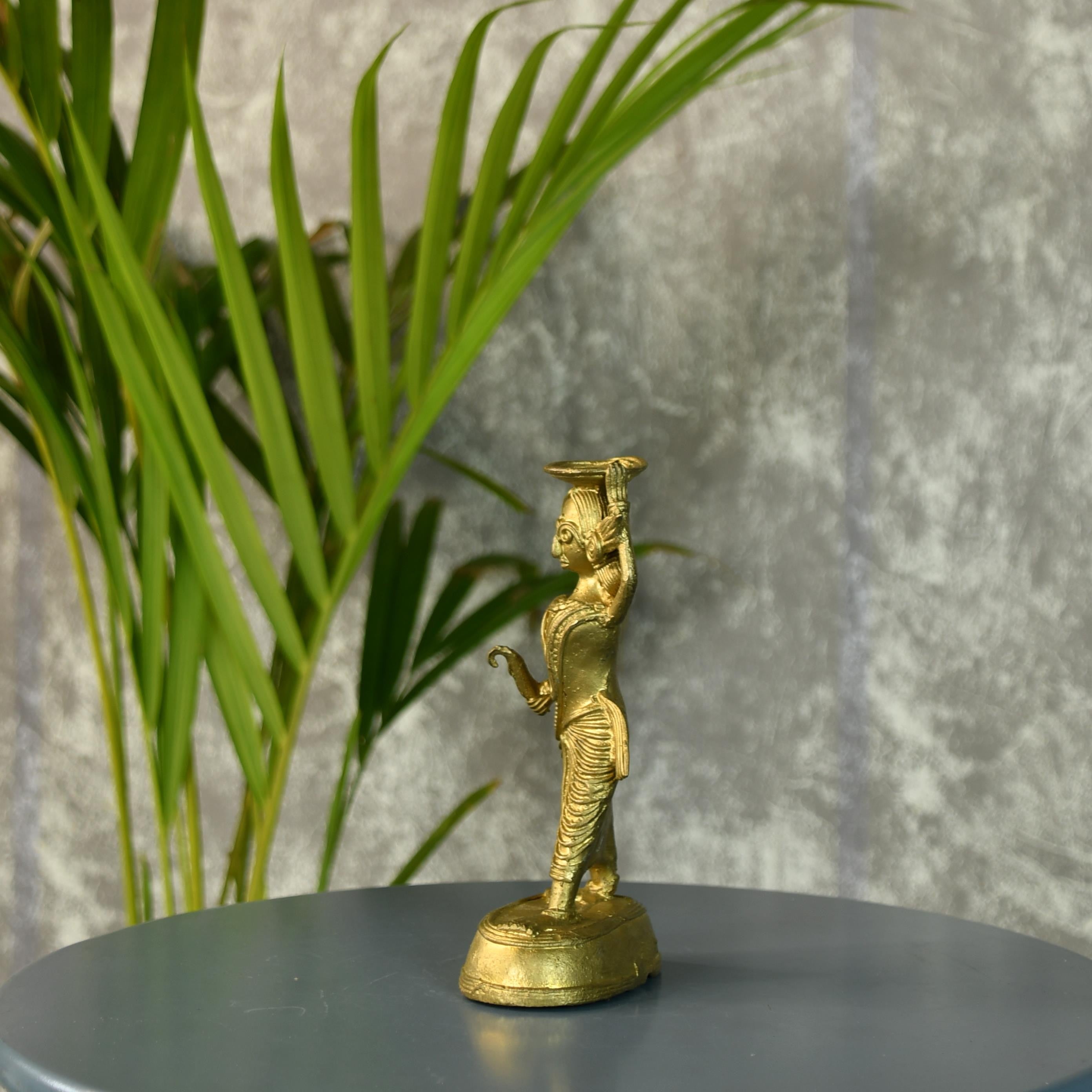 Dokra Farmer Lady: Brass Tabletop Decor Grace