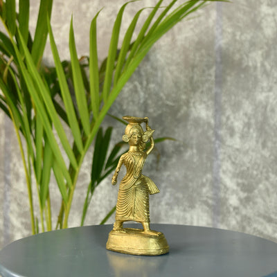 Dokra Farmer Lady: Brass Tabletop Decor Grace