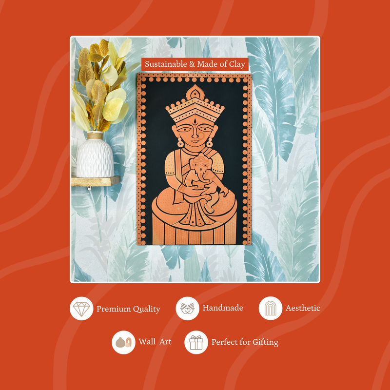 Terracotta Ganesh Janani: Artisan Wall Decor for Home Bliss – view 3