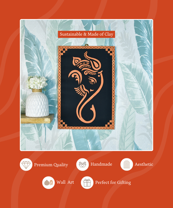 Handcrafted Abstract terracotta Ganesh Wall Art: Unique Home Decor — image 3