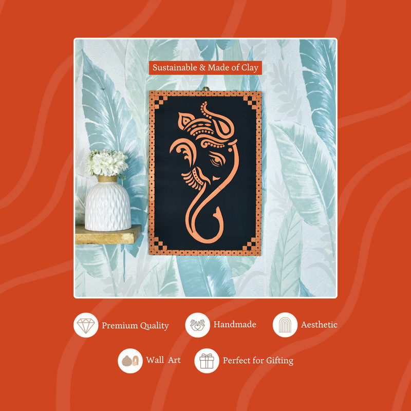 Handcrafted Abstract terracotta Ganesh Wall Art: Unique Home Decor – view 3