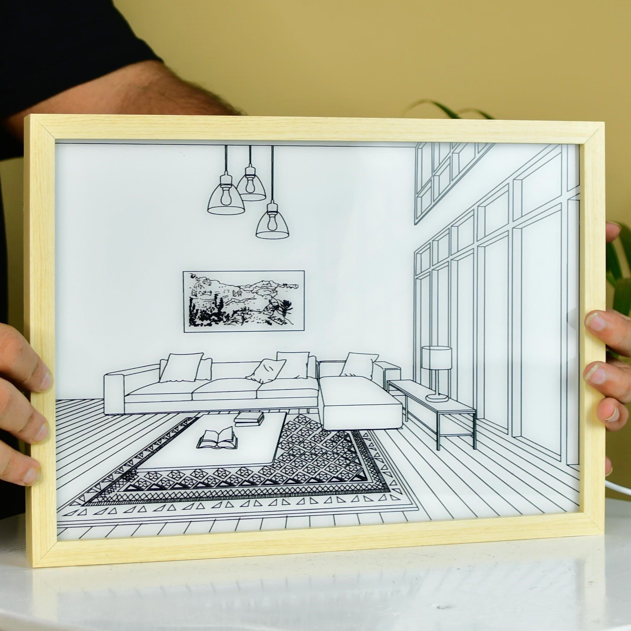 Sowpeace Illuminated Landscape Sofa Frame – LED Decor Photo Frame for Stylish Home Interiors & Gifts