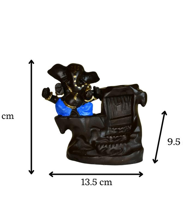 Artisan Blue Ganesh Smoke Fountain Tabletop Decor by Sowpeace - Unique Home Showpiece — image 5