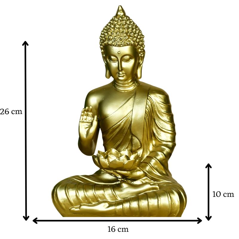 Buddha Figurine with Lotus | Sowpeace Indian Home Decor - Unique Artisan Craft – view 3