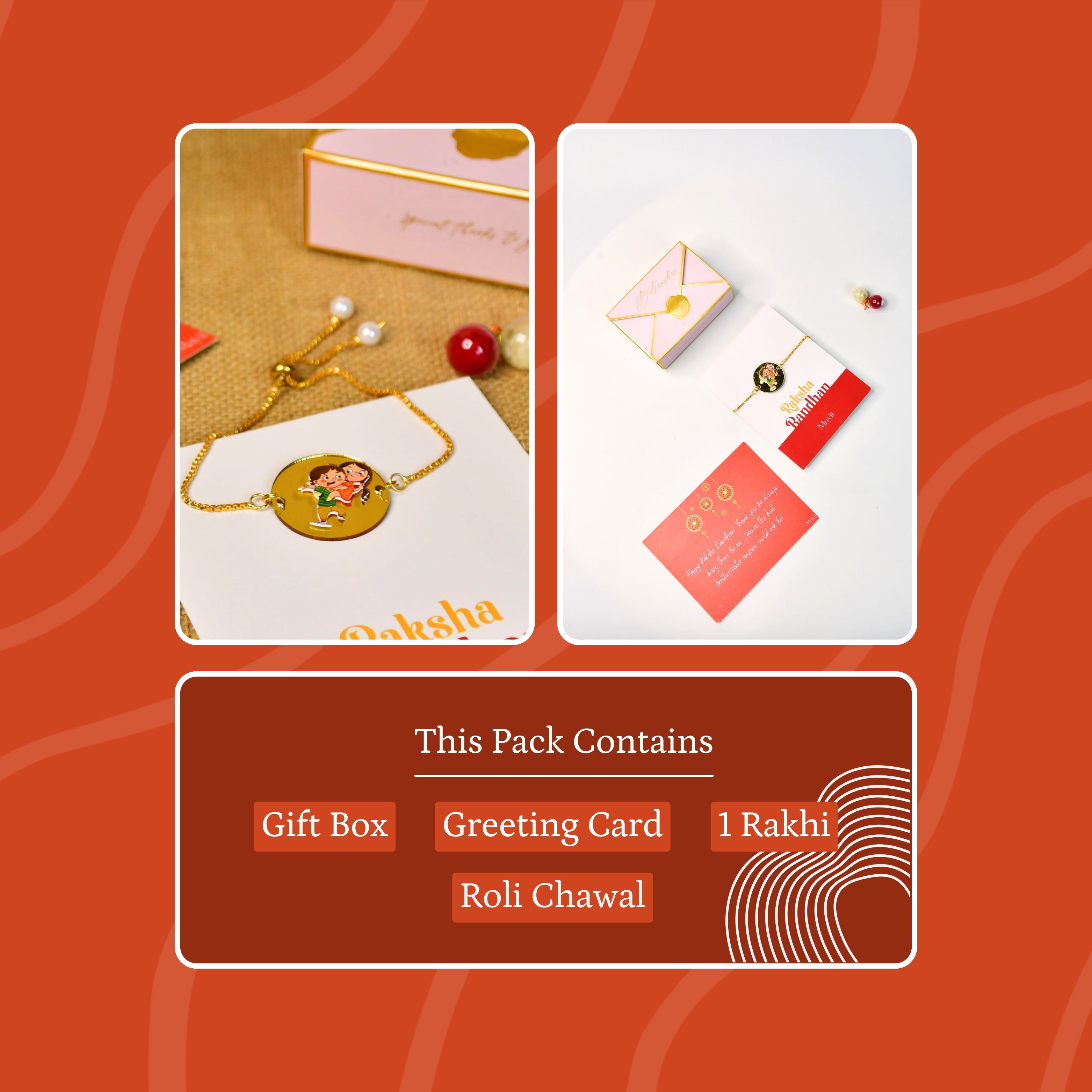 Sowpeace Exquisite Bhai Behen Rakhi Pack of 1 with Roli Chawal and Greeting card combo for Raksha Bandhan and Gifting