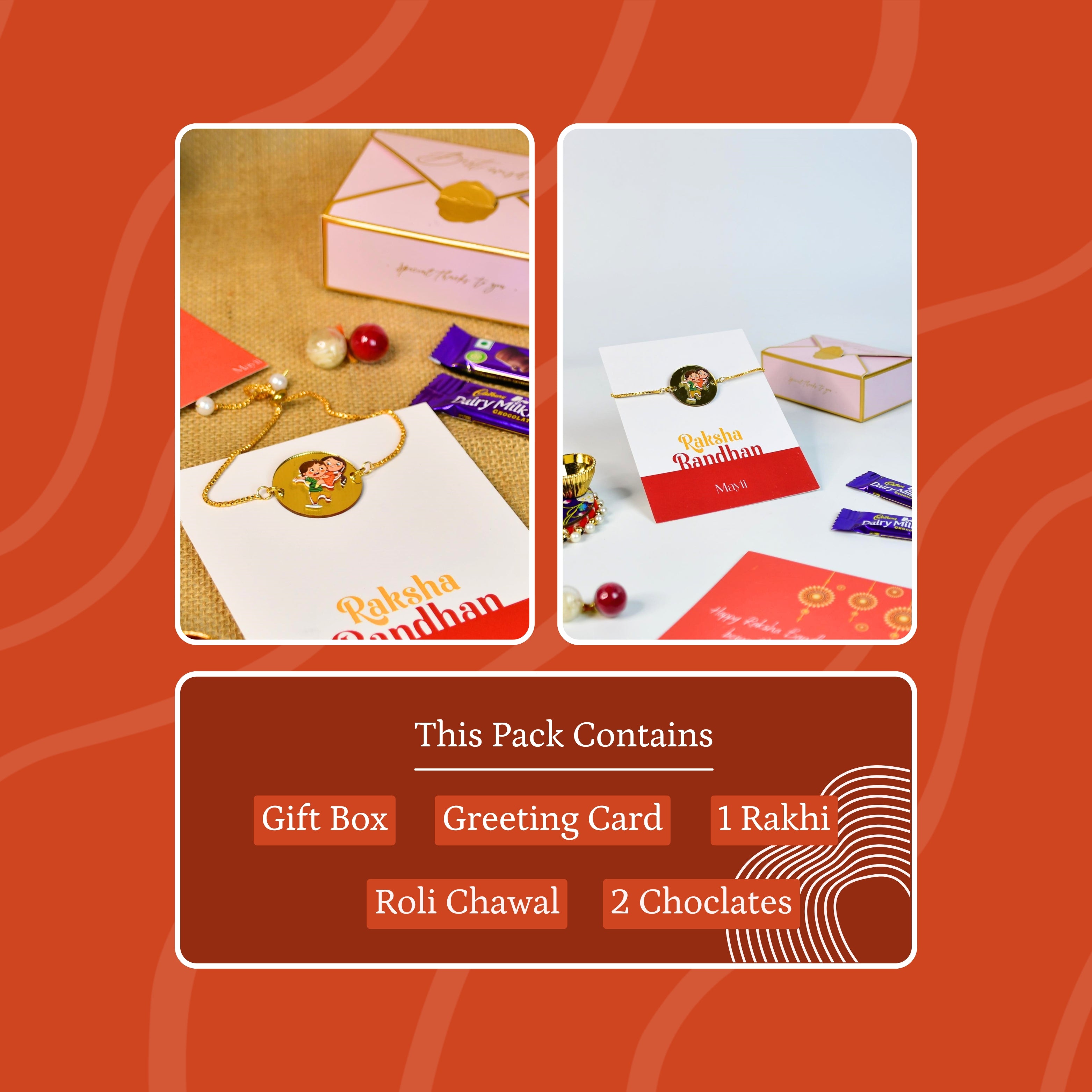 Sowpeace Exquisite Bhai Behen Rakhi Pack of 1 with Roli Chawal and Greeting card combo for Raksha Bandhan and Gifting