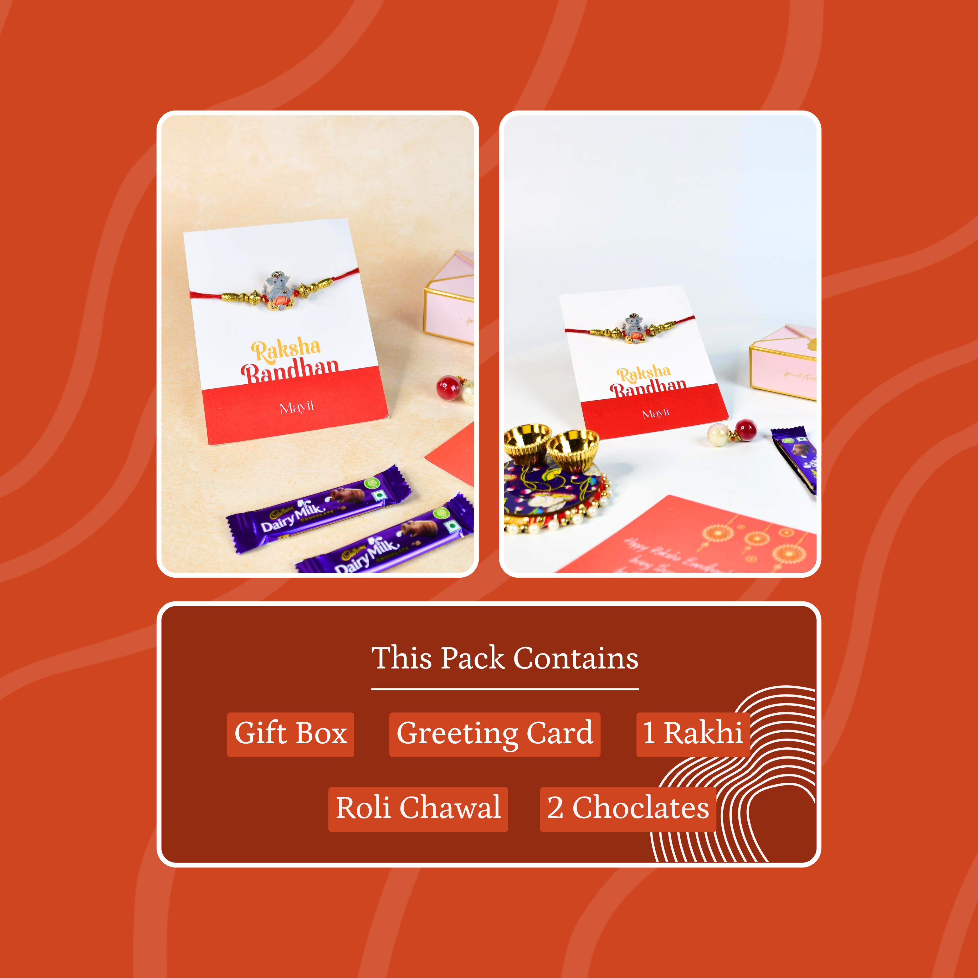 Sowpeace Exquisite Green Ganesha Rakhi Pack of 1 with Roli Chawal and Greeting card combo for Raksha Bandhan and Gifting