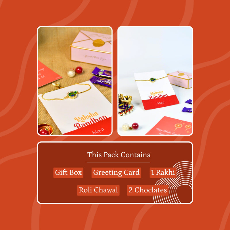 Sowpeace Exquisite Peacock Rakhi Pack of 1 with Roli Chawal and Greeting card combo for Raksha Bandhan and Gifting – view 8