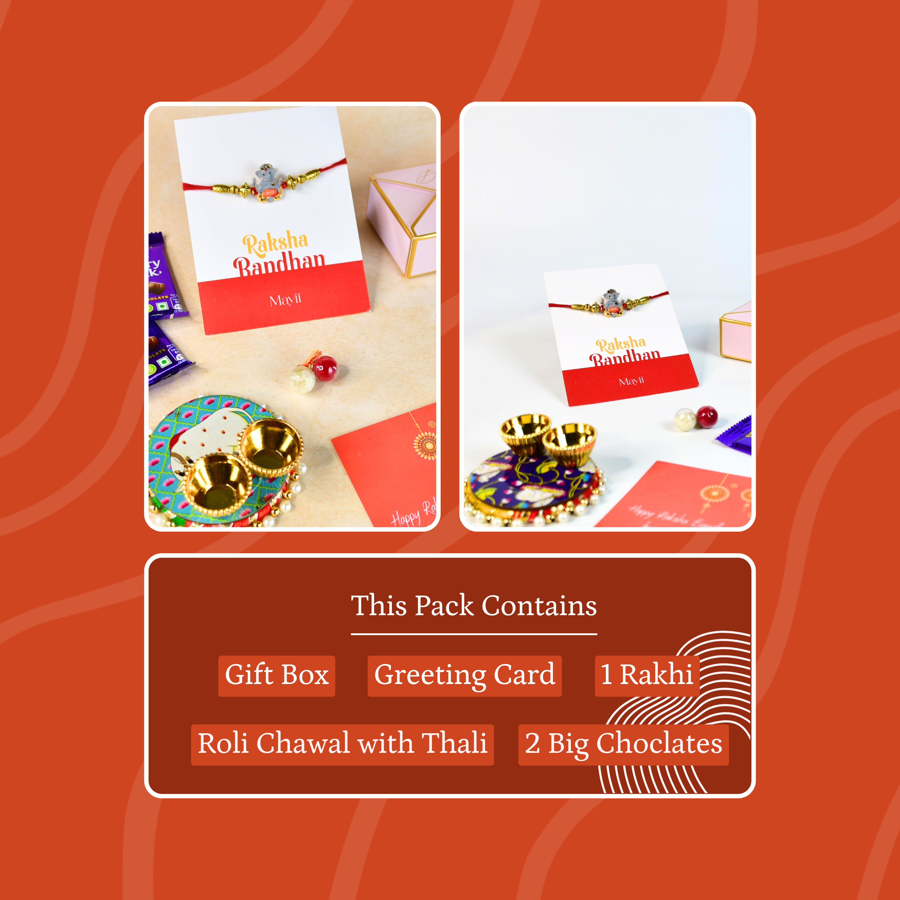 Sowpeace Exquisite Green Ganesha Rakhi Pack of 1 with Roli Chawal and Greeting card combo for Raksha Bandhan and Gifting