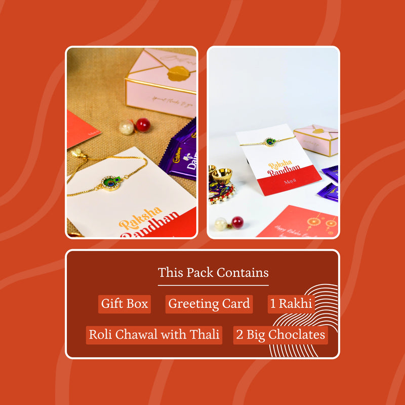 Sowpeace Exquisite Peacock Rakhi Pack of 1 with Roli Chawal and Greeting card combo for Raksha Bandhan and Gifting – view 9