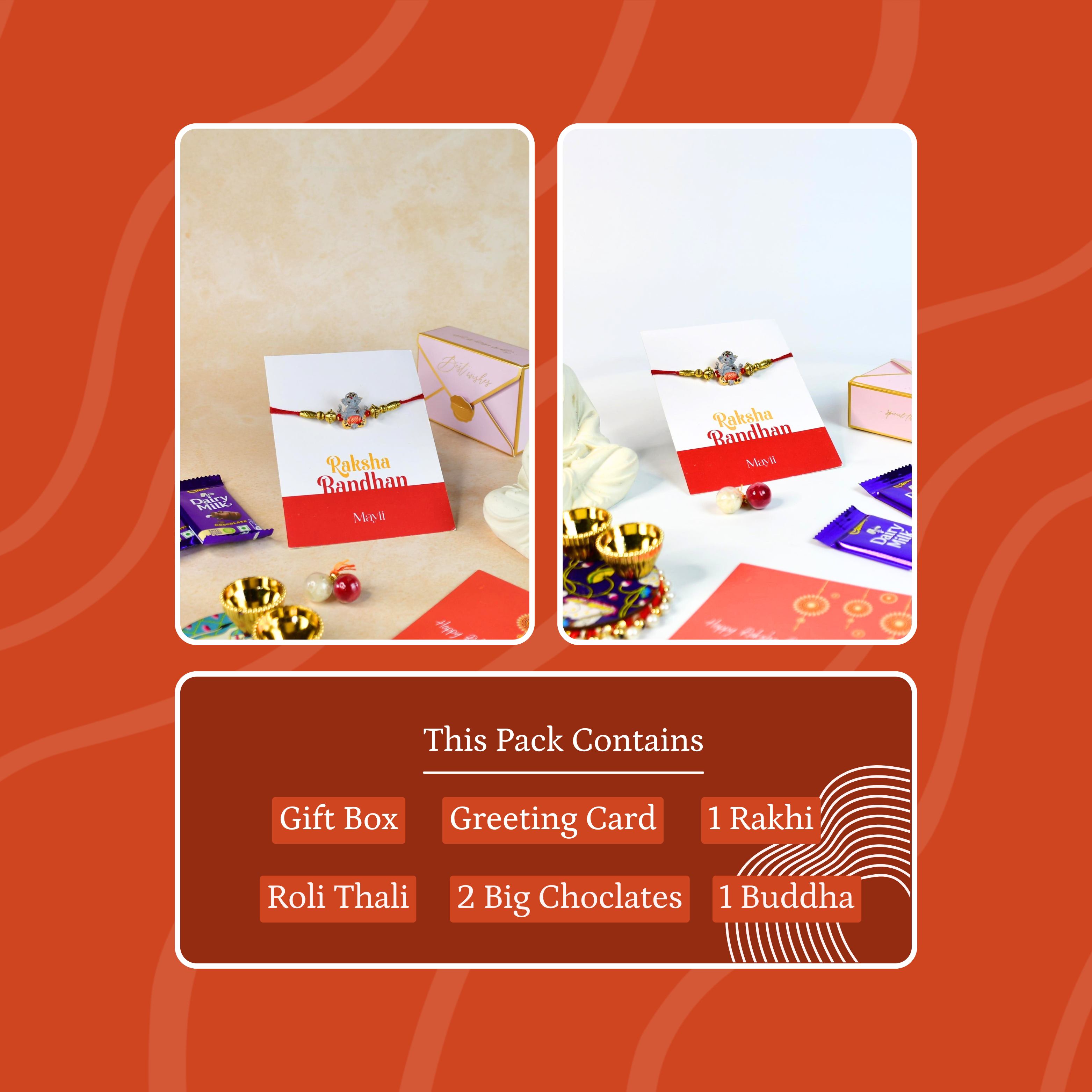 Sowpeace Exquisite Green Ganesha Rakhi Pack of 1 with Roli Chawal and Greeting card combo for Raksha Bandhan and Gifting