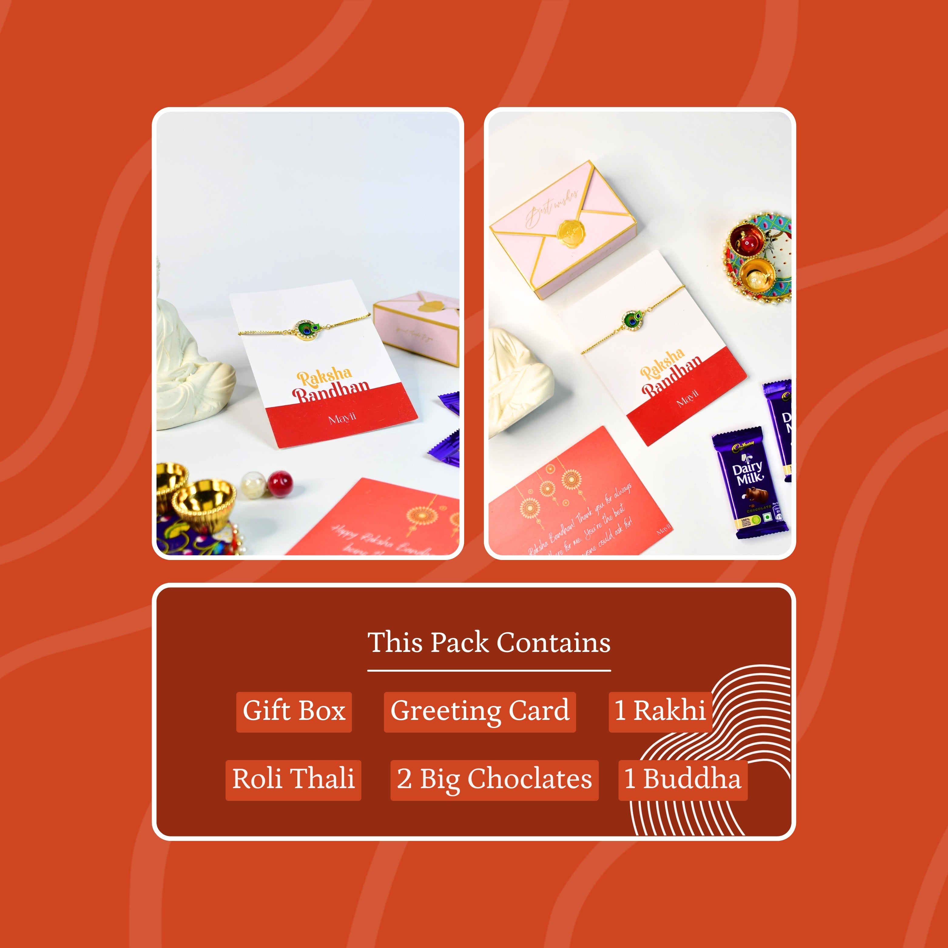 Sowpeace Exquisite Peacock Rakhi Pack of 1 with Roli Chawal and Greeting card combo for Raksha Bandhan and Gifting