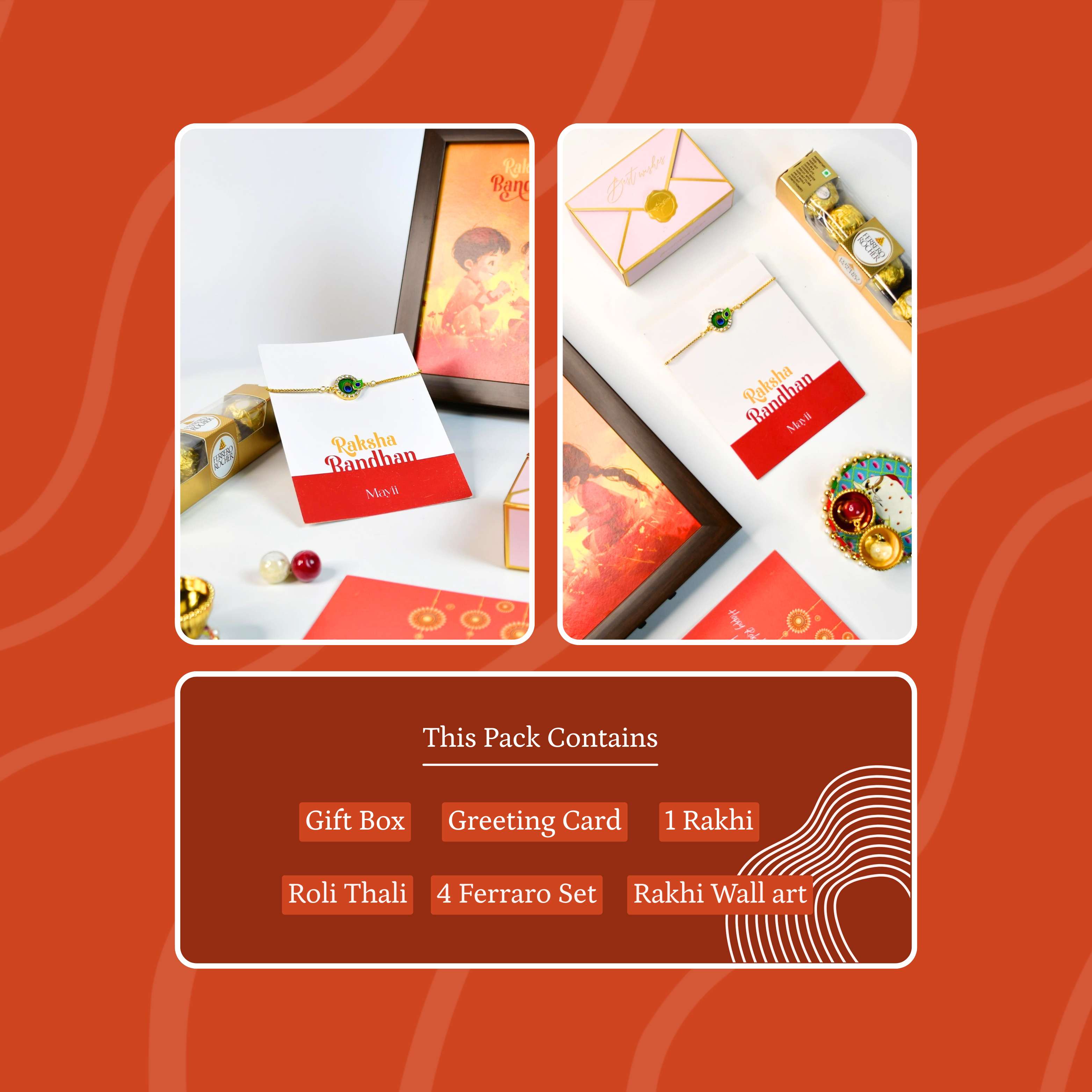 Sowpeace Exquisite Peacock Rakhi Pack of 1 with Roli Chawal and Greeting card combo for Raksha Bandhan and Gifting