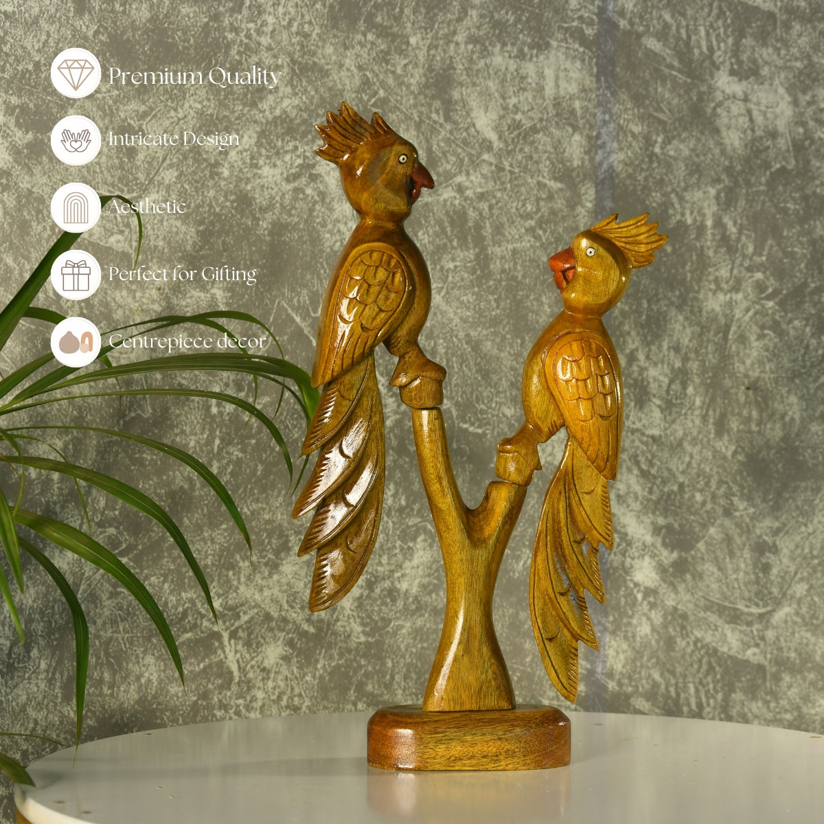 Sowpeace Hand Carved Wooden Parrot Set