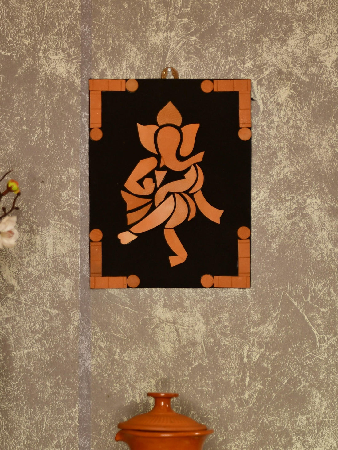 Handcrafted Terracotta Dancing Ganesh Wall Art: Unique Home Decor - Sowpeace - Handcrafted Terracotta Dancing Ganesh Wall Art: Unique Home Decor - Terr - WART - SANJ - DGNS - Sowpeace