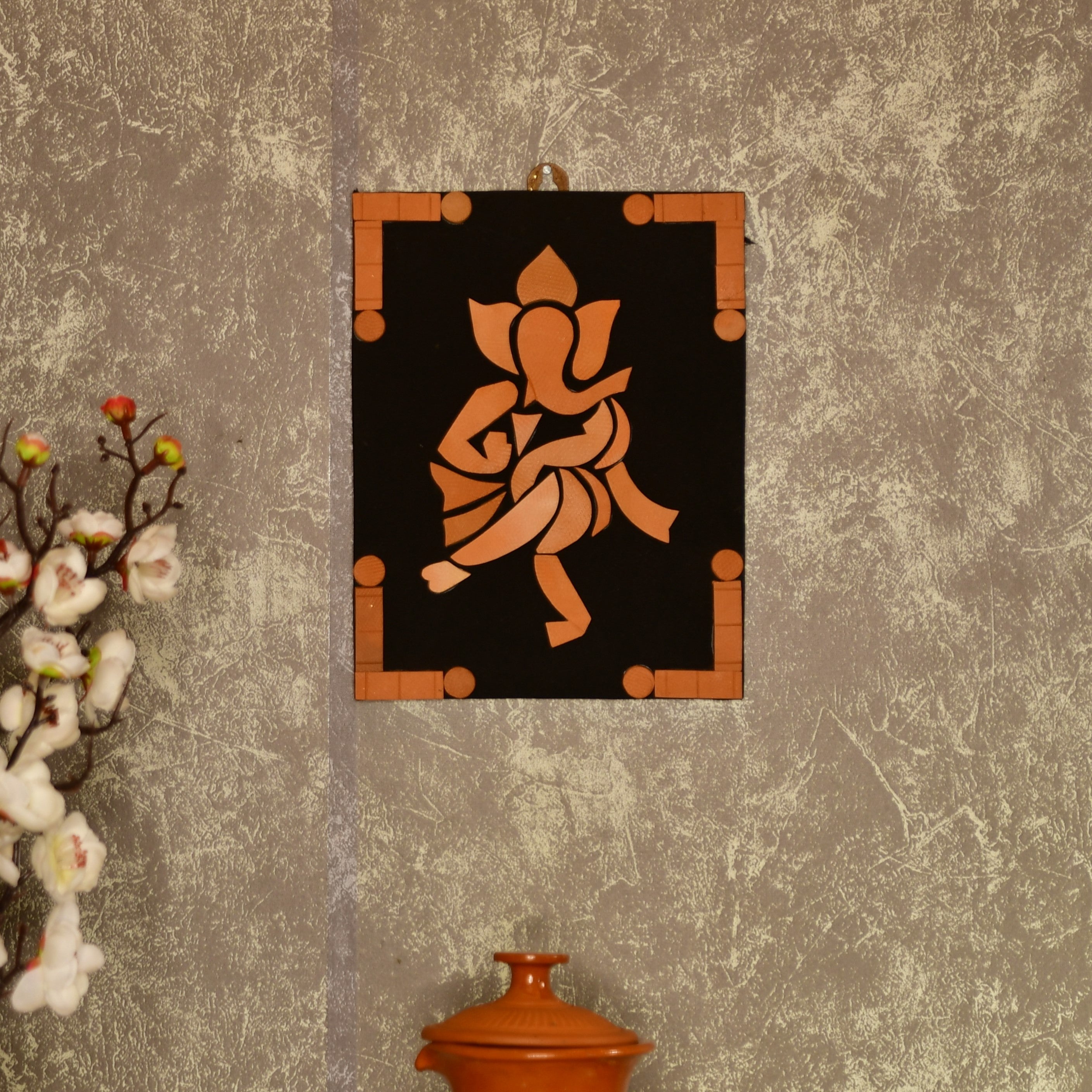 Handcrafted Terracotta Dancing Ganesh Wall Art: Unique Home Decor