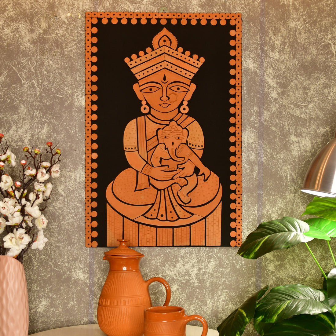 Terracotta Ganesh Janani: Artisan Wall Decor for Home Bliss - Sowpeace - Diwali - God Idols