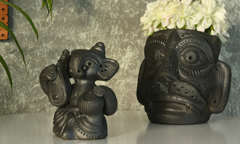 Artform Illustration for Sowpeace Black Terracotta Artisanal Owl: Tabletop Decor