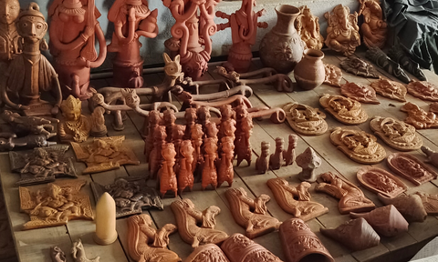 Artform Illustration for Sowpeace Terracotta Large Durga: Artisan Tabletop Decor