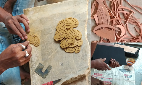 Artform Illustration for Tribal Essence: Artisan Terracotta Abstract Wall Art for Home