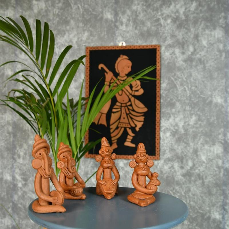 Sowpeace Terracotta Tribal Figurine Set: Artisan Tabletop Decor