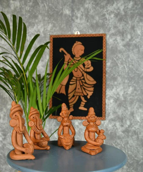 Sowpeace Terracotta Tribal Figurine Set: Artisan Tabletop Decor
