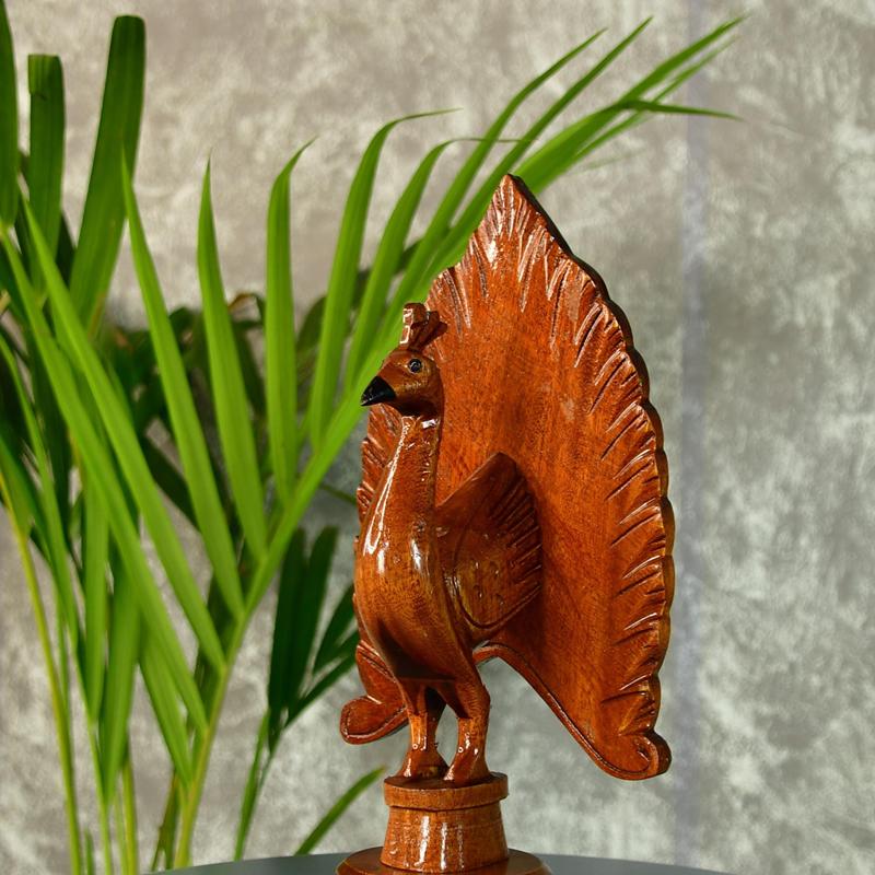 Sowpeace Wooden Peacock: Artisan Bicolor Tabletop Decor