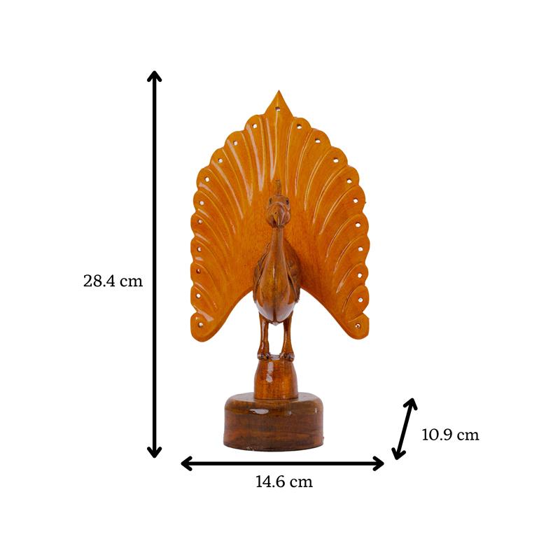 Sowpeace Wooden Peacock: Artisan Bicolor Tabletop Decor