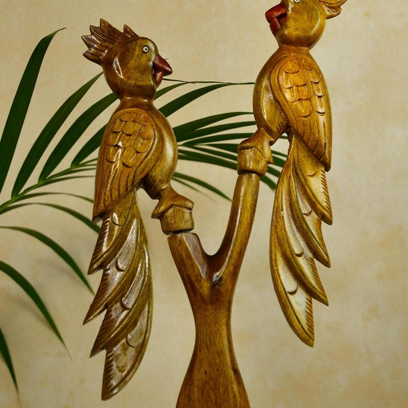 Sowpeace Hand Carved Wooden Parrot Set