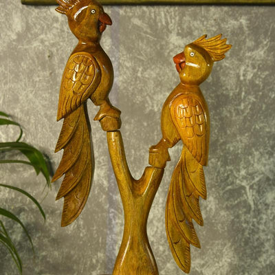 Sowpeace Hand Carved Wooden Parrot Set