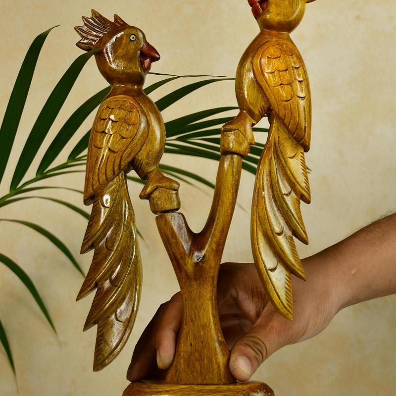 Sowpeace Hand Carved Wooden Parrot Set