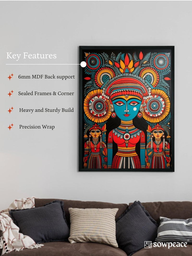 Abstract Crowned Women: Sowpeace Handcrafted Prints – Premium Indian-Inspired Canvas Art for Modern Home Decoration – view 5