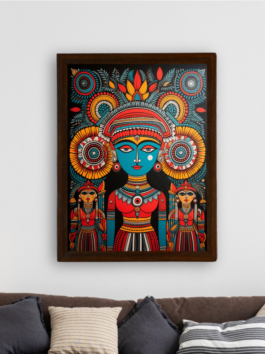 Abstract Crowned Women: Sowpeace Handcrafted Prints – Premium Indian-Inspired Canvas Art for Modern Home Decoration