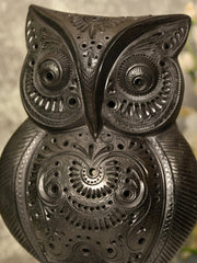Artisan Black Terracotta Big Owl Tabletop Decor - Additional View