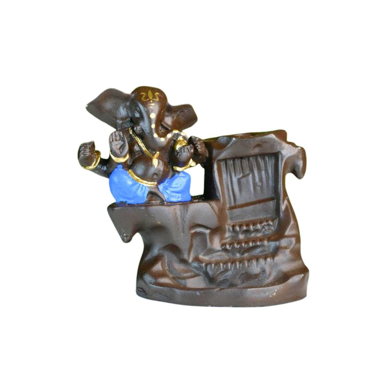 Artisan Blue Ganesh Smoke Fountain Tabletop Decor by Sowpeace - Unique Home Showpiece – view 7