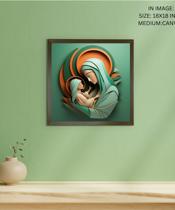 Sacred Bond: Sowpeace's Handcrafted Mother & Child Canvas – Premium Indian-Inspired Art for Elegant Home and Family Decor — image 5