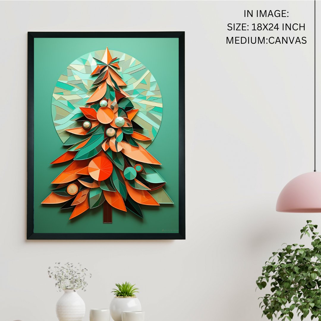 Artisan Christmas Tree Canvas Wall Decor with Frame – Colorful -Wall painting-Chitran by sowpeace-Artisan Christmas Tree Canvas Wall Decor with Frame – Colorful-CH-WRT-CCT-Sowpeace