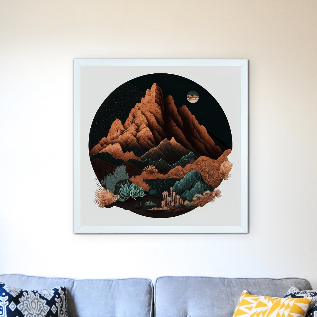 Artisan Mountains: Canvas Wall Decor with Frame in Home -Wall painting-Chitran by sowpeace-Artisan Mountains: Canvas Wall Decor with Frame in Home-CH-WRT-MR-Sowpeace