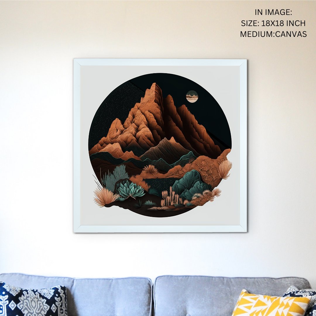 Sowpeace's Handcrafted Bohemian Mountain Abstract Art – Premium Framed Wall Decor Inspired by Indian Artforms