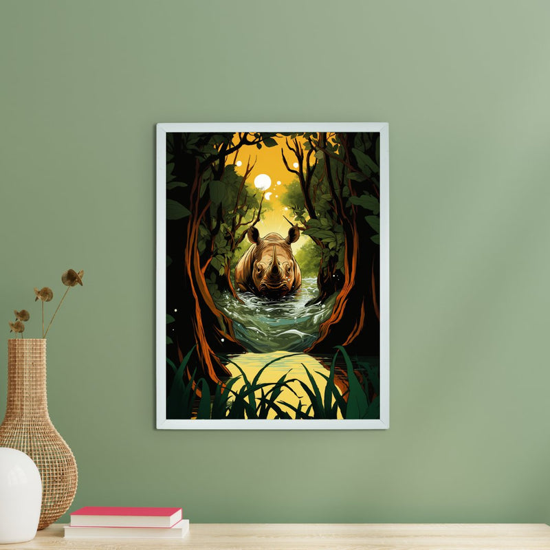 Sowpeace Harmony: Find Your Handcrafted Abstract Rhino – Premium Indian-Inspired Canvas Art for Elegant Home Interiors – view 1