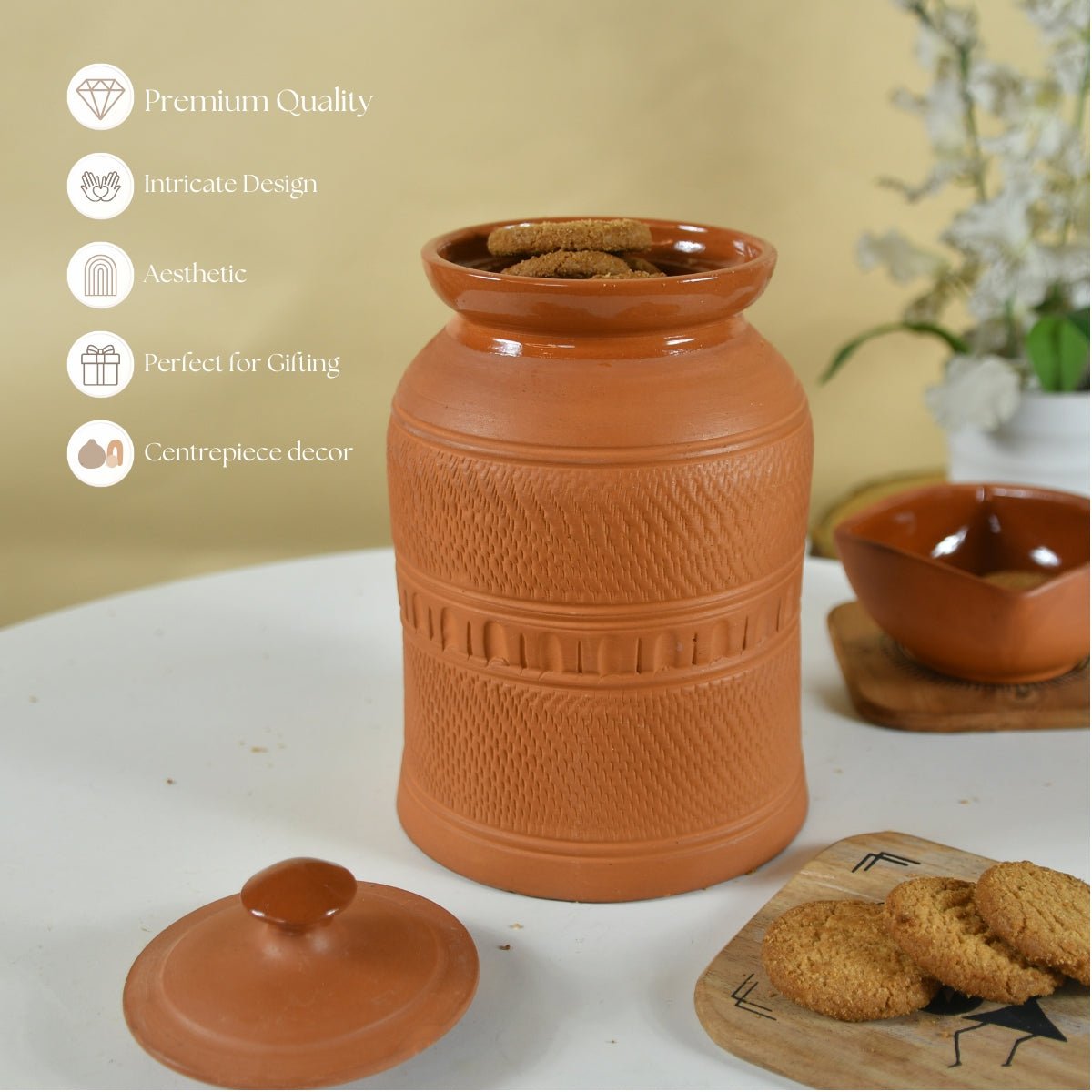 Artisan Terracotta Jar: Stylish Home & Kitchen Storage