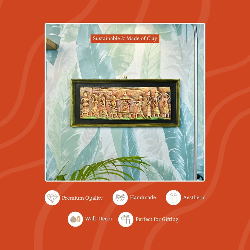 Artisan Terracotta Palki Women Wall Art: Home Decor – view 3