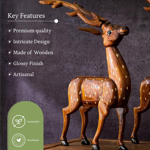 Artisan Wooden Deer Set: Exquisite Home Decor - Sowpeace - Artisan Wooden Deer Set: Exquisite Home Decor - Wood - WDLD - WDN - TT - Sowpeace