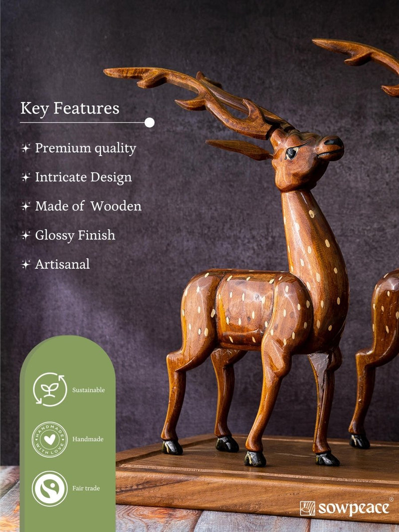 Artisan Wooden Deer Set: Exquisite Home Decor – view 6