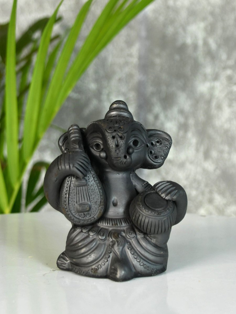 Black Ganesh Sitar & Tabla Ensemble Artisan Home Decor - decor - Sowpeace - Black Ganesh Sitar & Tabla Ensemble Artisan Home Decor - Terr - bter - TT - GST - Sowpeace