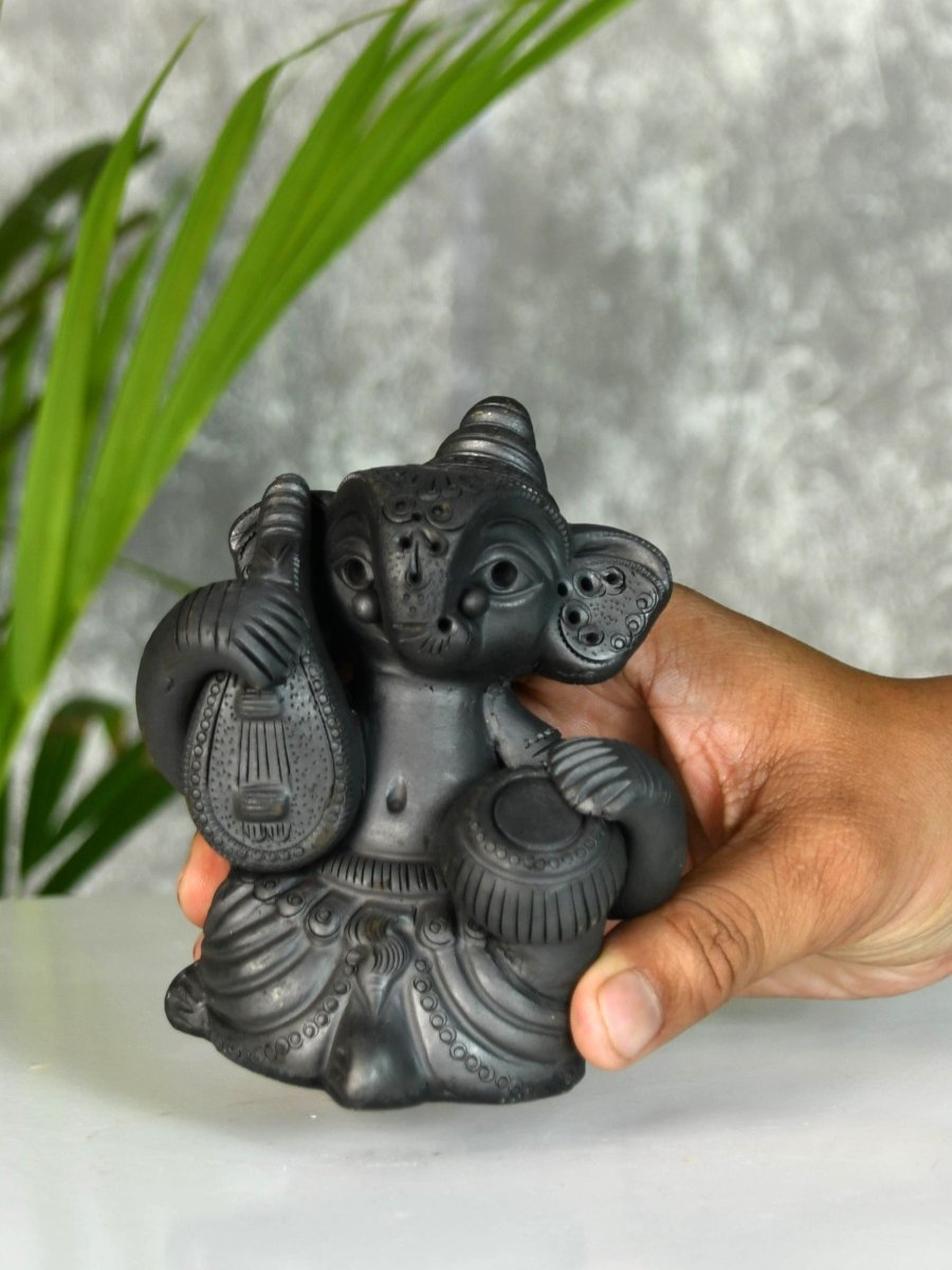 Black Ganesh Sitar & Tabla Ensemble Artisan Home Decor - decor - Sowpeace - Black Ganesh Sitar & Tabla Ensemble Artisan Home Decor - Terr - bter - TT - GST - Sowpeace