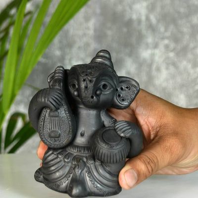 Black Ganesh Sitar & Tabla Ensemble Artisan Home Decor